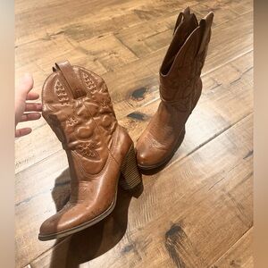 MIA Tan Heeled Western Boots